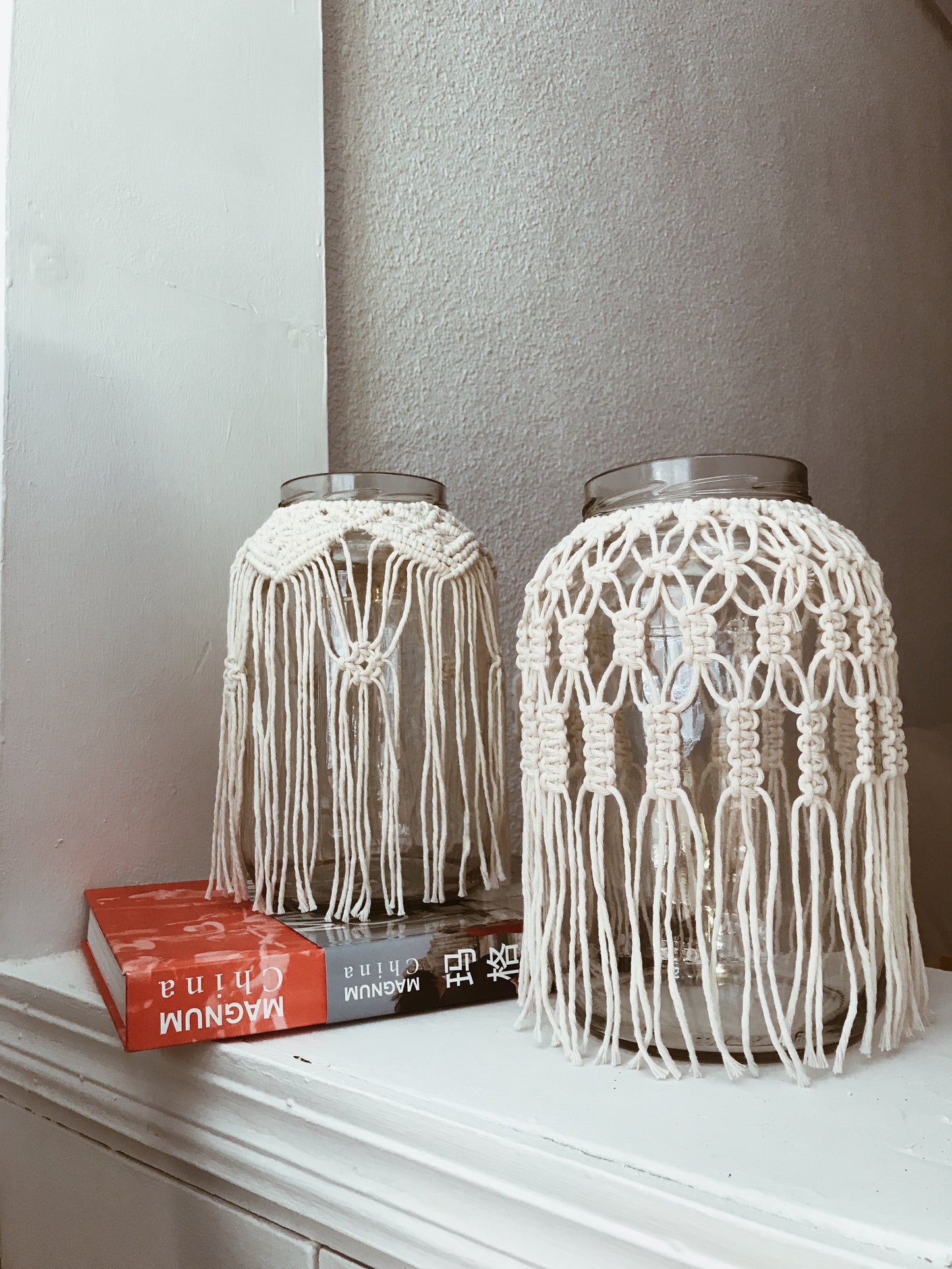 aprende a vestir tus frascos de cristal con macrame en madrid
